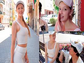 世界共通のBody Language　金髪ムッチリスポーツ女子をナンパでGET！フル勃起チ〇ポで女を狂わす生中出し気持ちいいSEX サンプル動画サムネイル